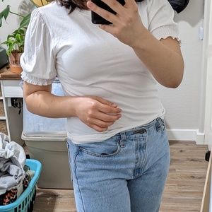 White puff sleeve tee forever 21